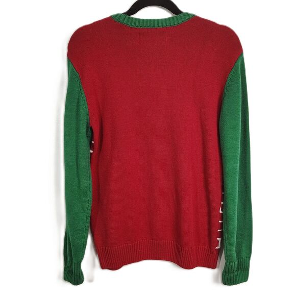 UGLY CHRISTMAS SWEATER Fireplace Scene SMALL Women's Red Green Holiday Crew Neck - Picture 2 of 4